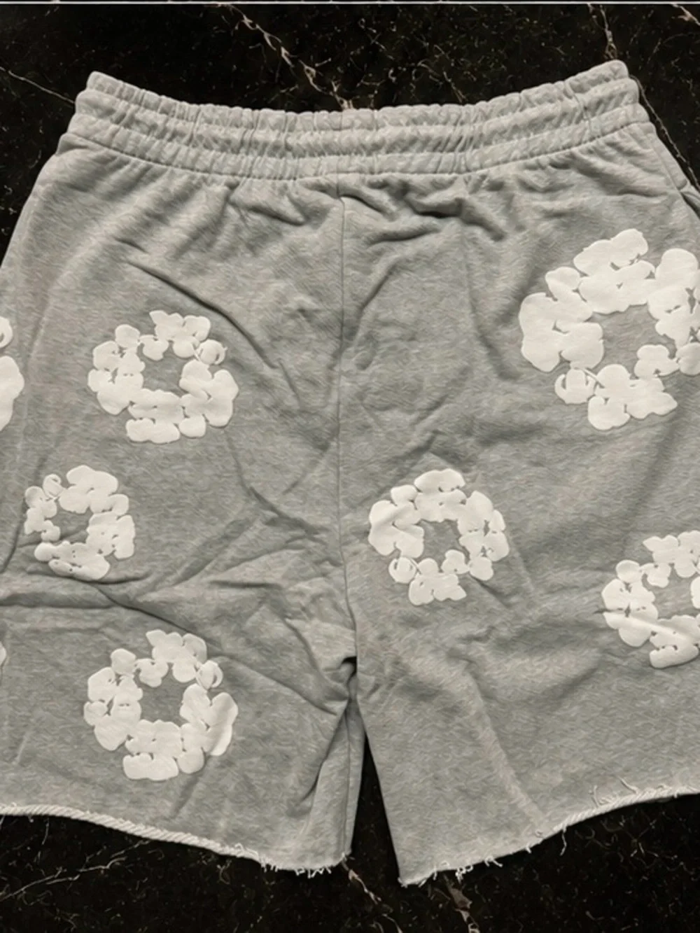 Gray Floral-Print Athletic Men’s Shorts with Drawstring